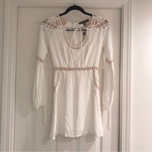 For Love and Lemons White Long Sleeve Crochet Dress FLL